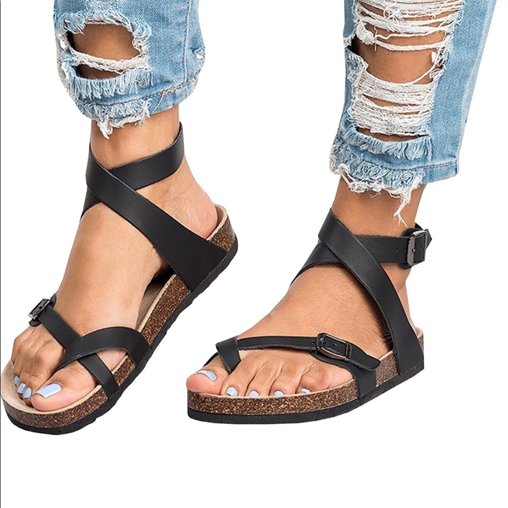 BRAND NEW!! Black strap sandals